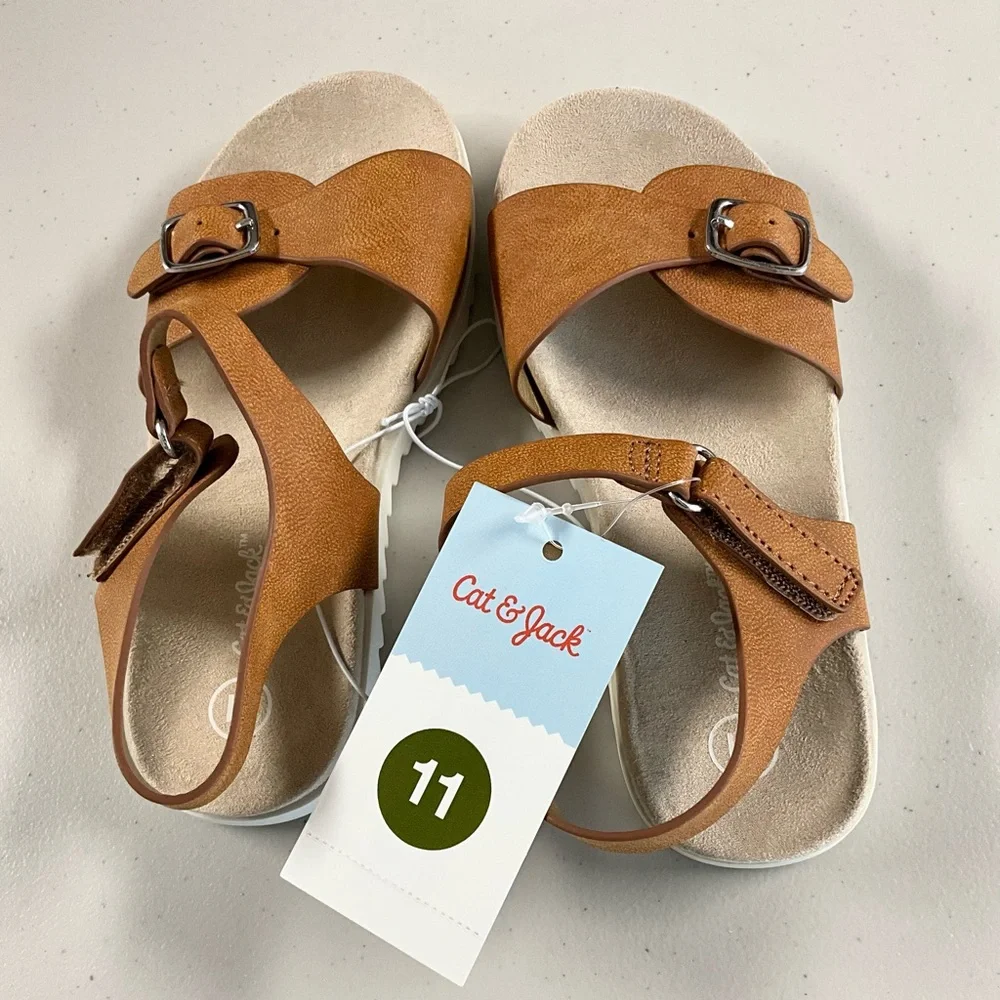 Cat & Jack Tan and Cream Sandals with Buckle